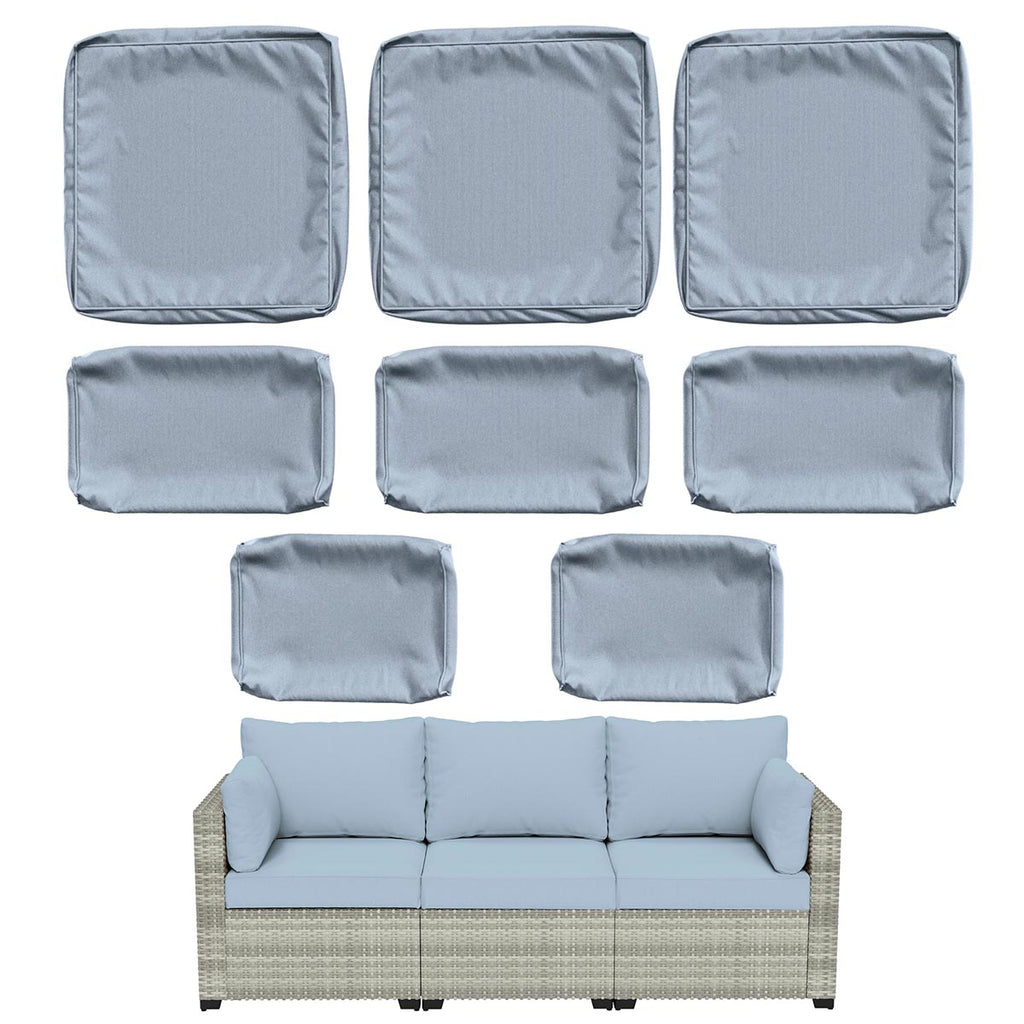WNP cushion 8PCS Outdoor Replacement Cushion Covers for Patio Furniture Sky Blue