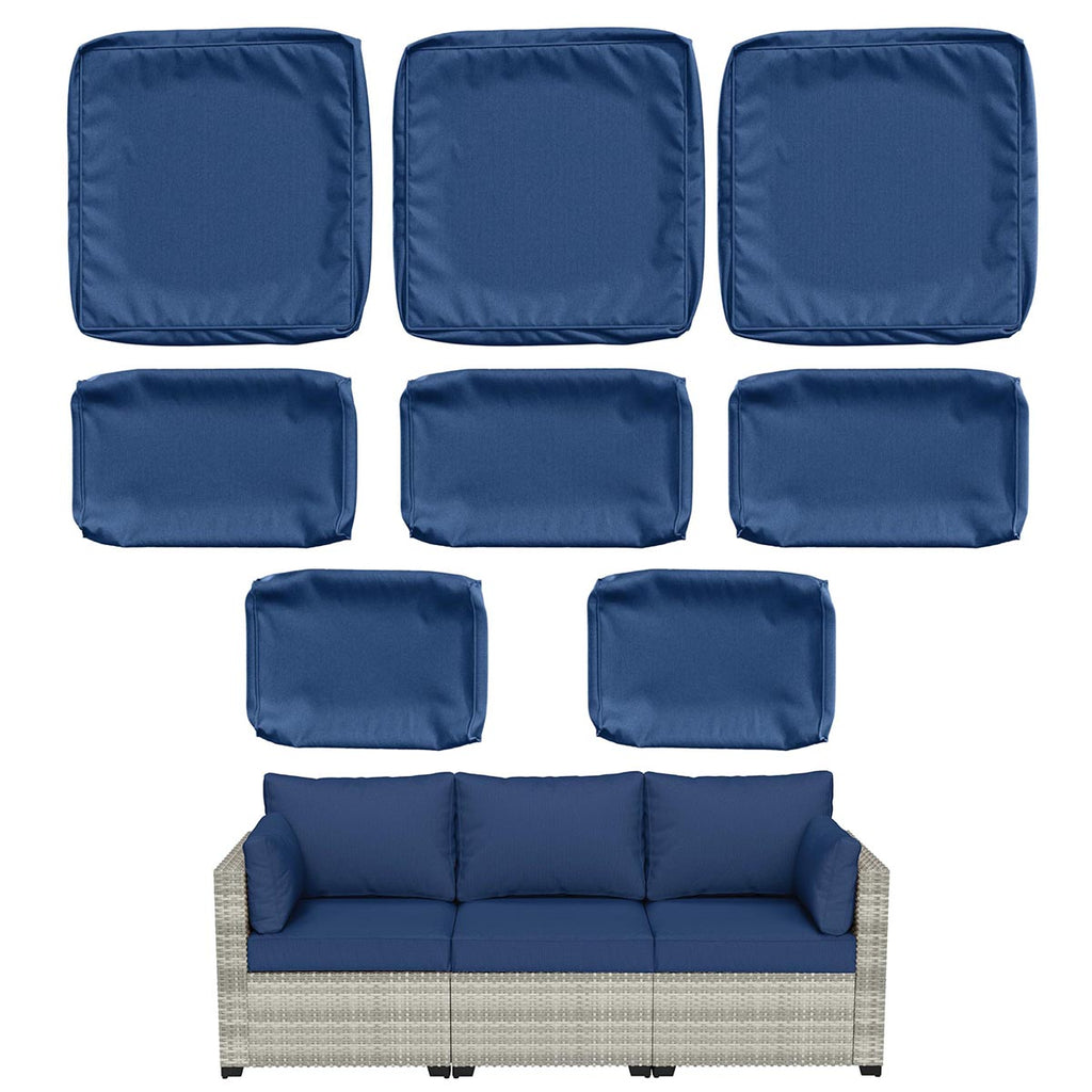 WNP cushion 8PCS Outdoor Replacement Cushion Covers for Patio Furniture Blue