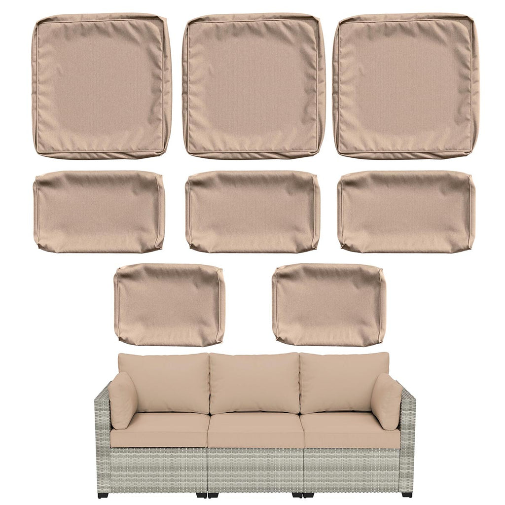 WNP cushion 8PCS Outdoor Replacement Cushion Covers for Patio Furniture Sand