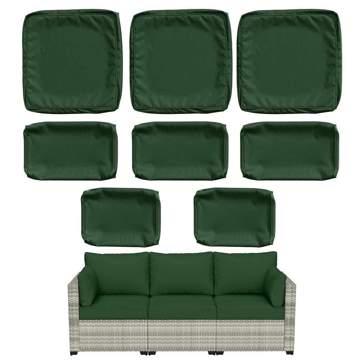 WNP cushion 8PCS Outdoor Replacement Cushion Covers for Patio Furniture Olive Green