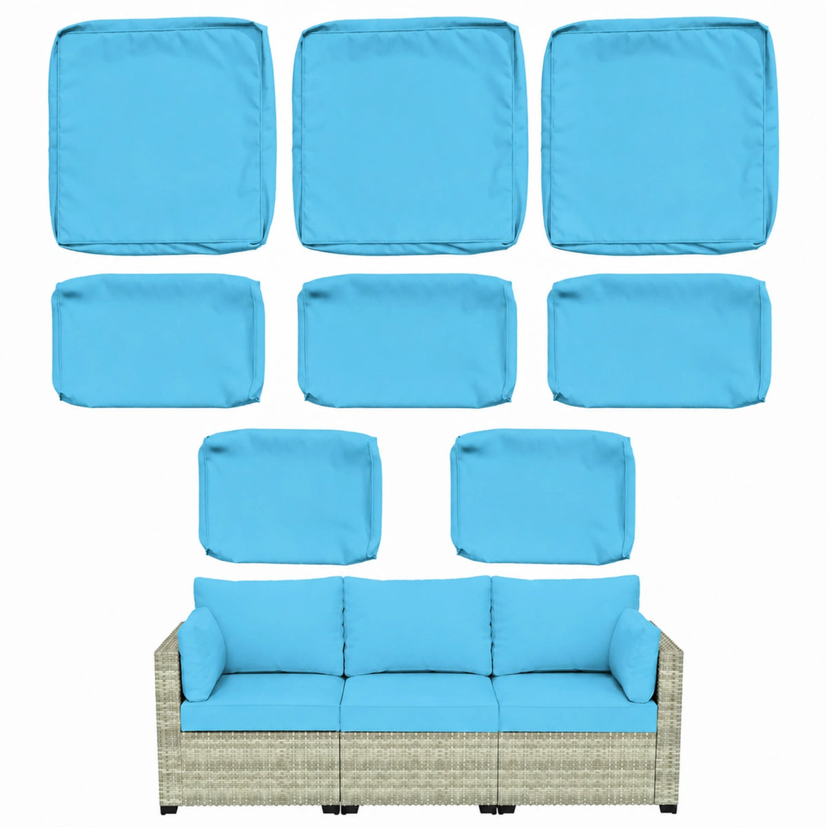 8 Piece Outdoor Patio Cushion Cover Set
