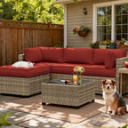 9PCS Patio Sectional Cushion Set, 4 inches Terra Red