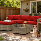 9PCS Patio Sectional Cushion Set, 4 inches Red