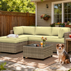 9PCS Patio Sectional Cushion Set, 4 inches Light Yellow