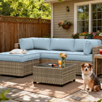 9PCS Patio Sectional Cushion Set, 4 inches Sky Blue