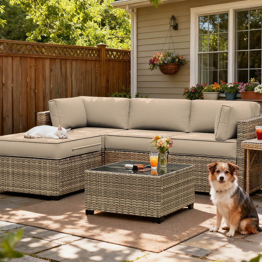 9PCS Patio Sectional Cushion Set, 4 inches Sand