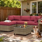 9PCS Patio Sectional Cushion Set, 4 inches Fuchsia Red
