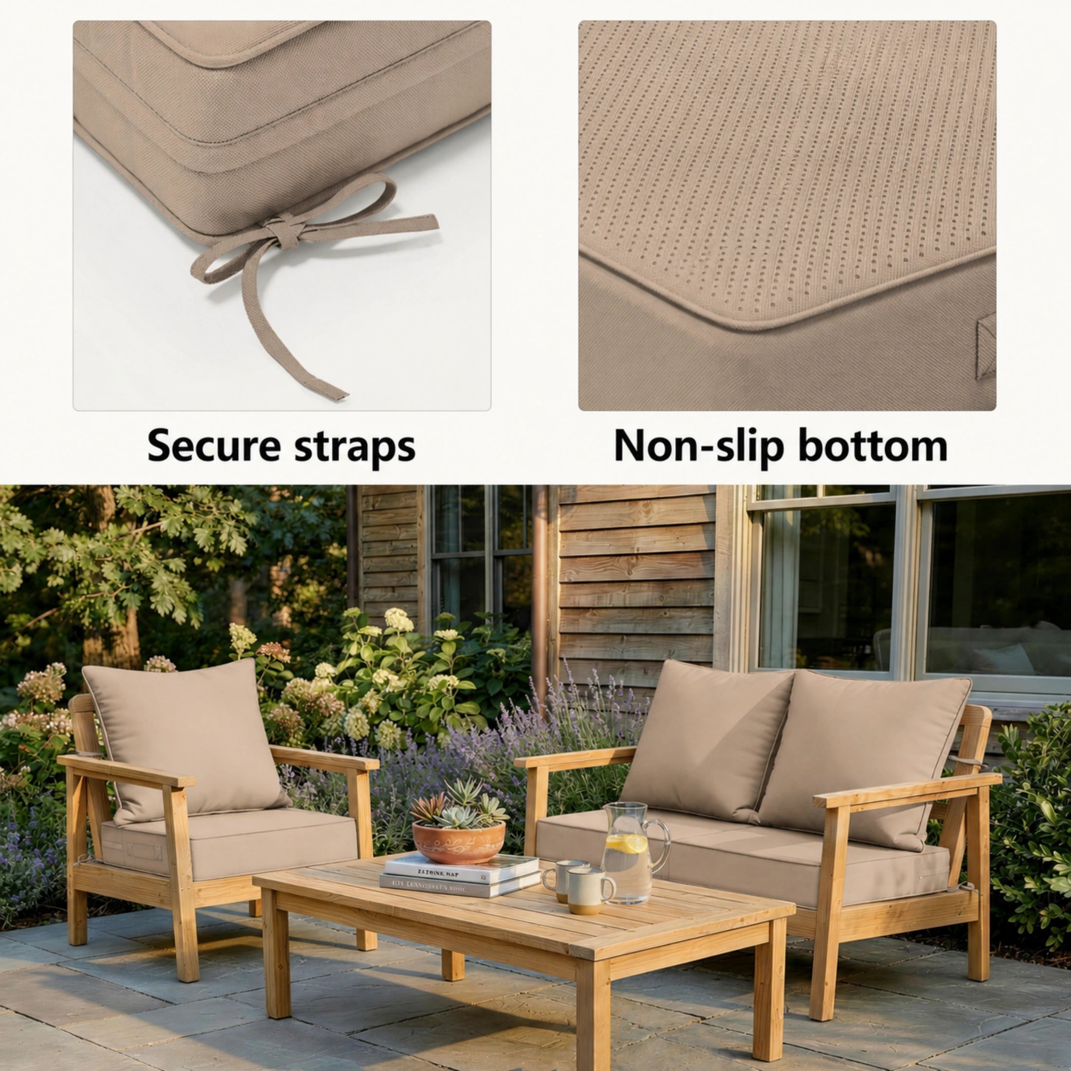 2 Pack Patio Cushion & Pillow Cover Set
