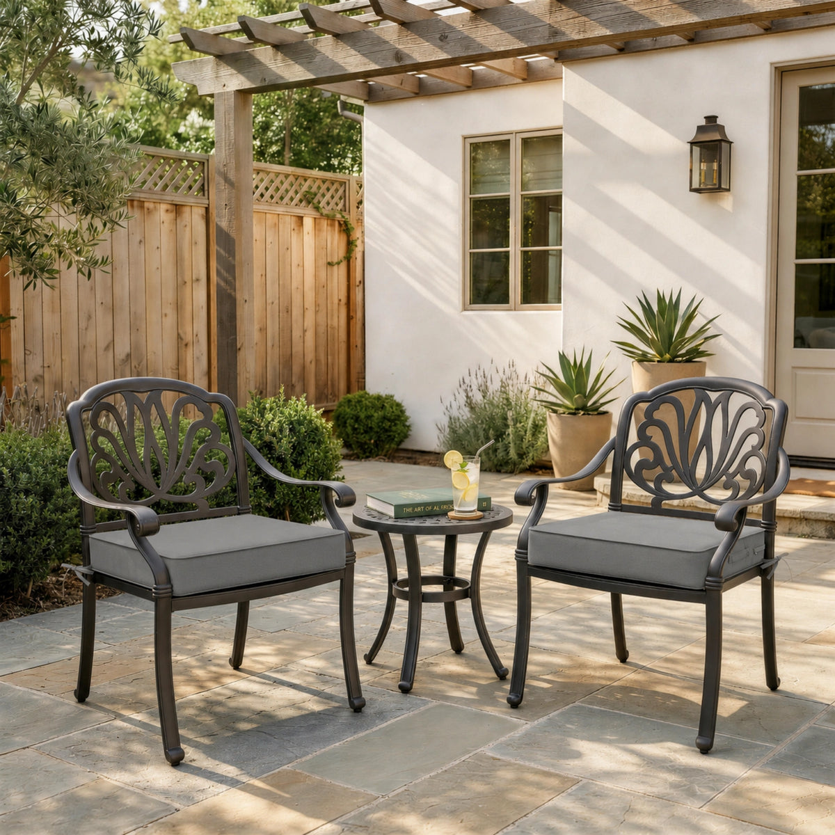 Light Gray outdoor seat cushions for patio chairs and outdoor furniture.