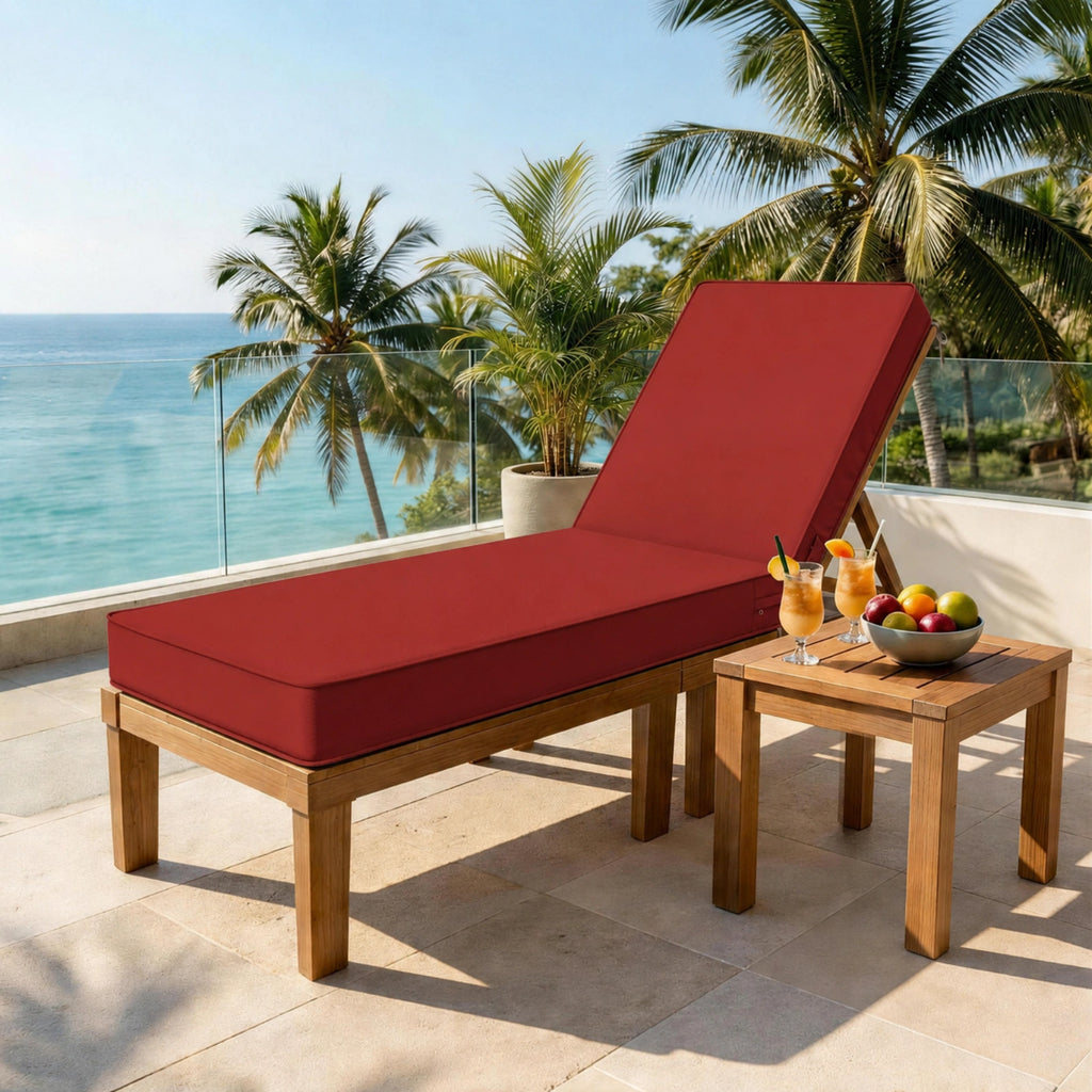 Outdoor Chaise Lounge Cushion-Burgundy