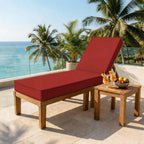 Outdoor Chaise Lounge Cushion-Burgundy