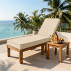Outdoor Chaise Lounge Cushion-Cream