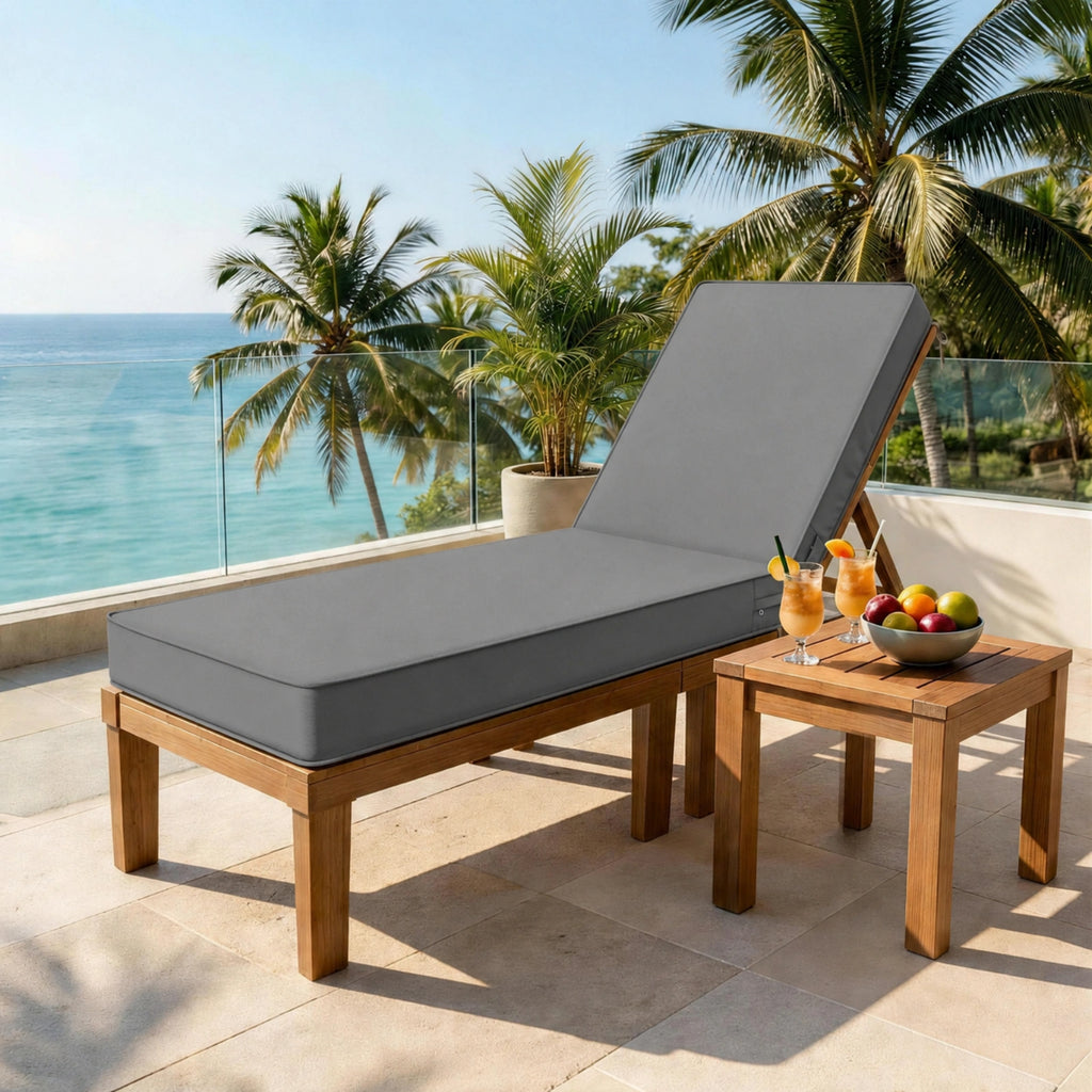 Outdoor Chaise Lounge Cushion-Light Gray