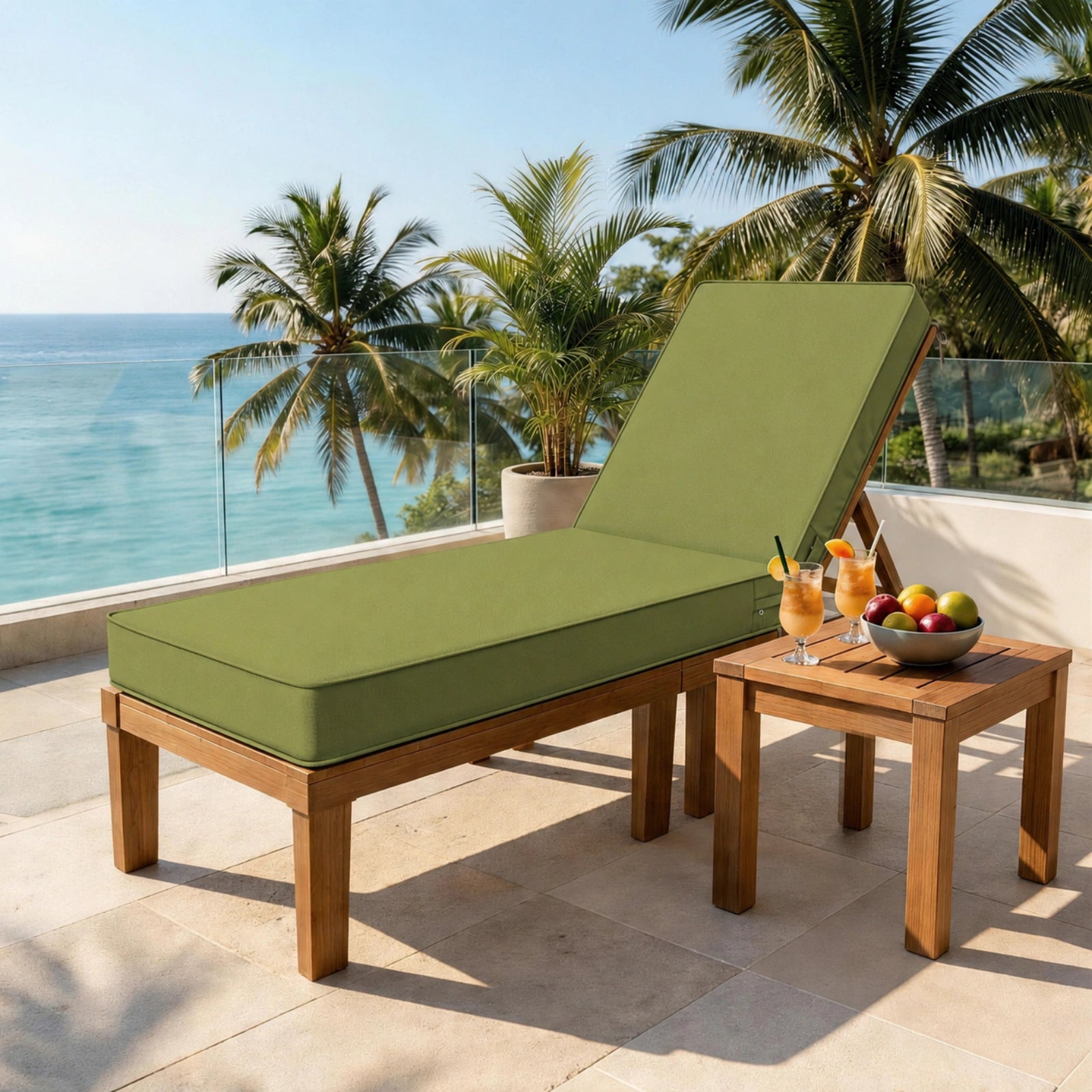 Outdoor Chaise Lounge Cushion-Light Green