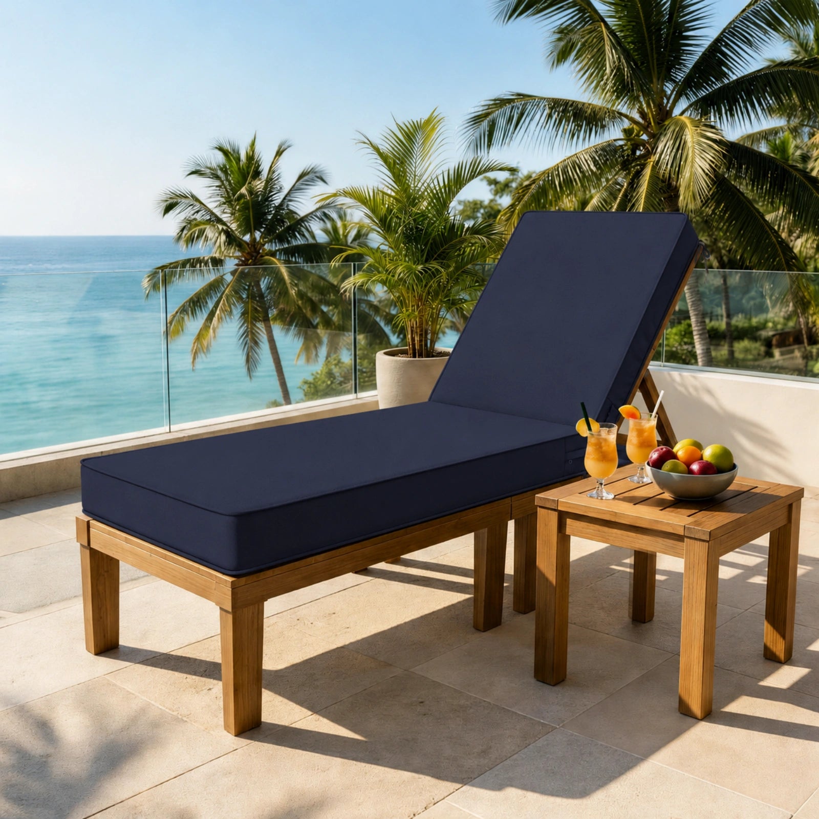 Outdoor Chaise Lounge Cushion-Navy