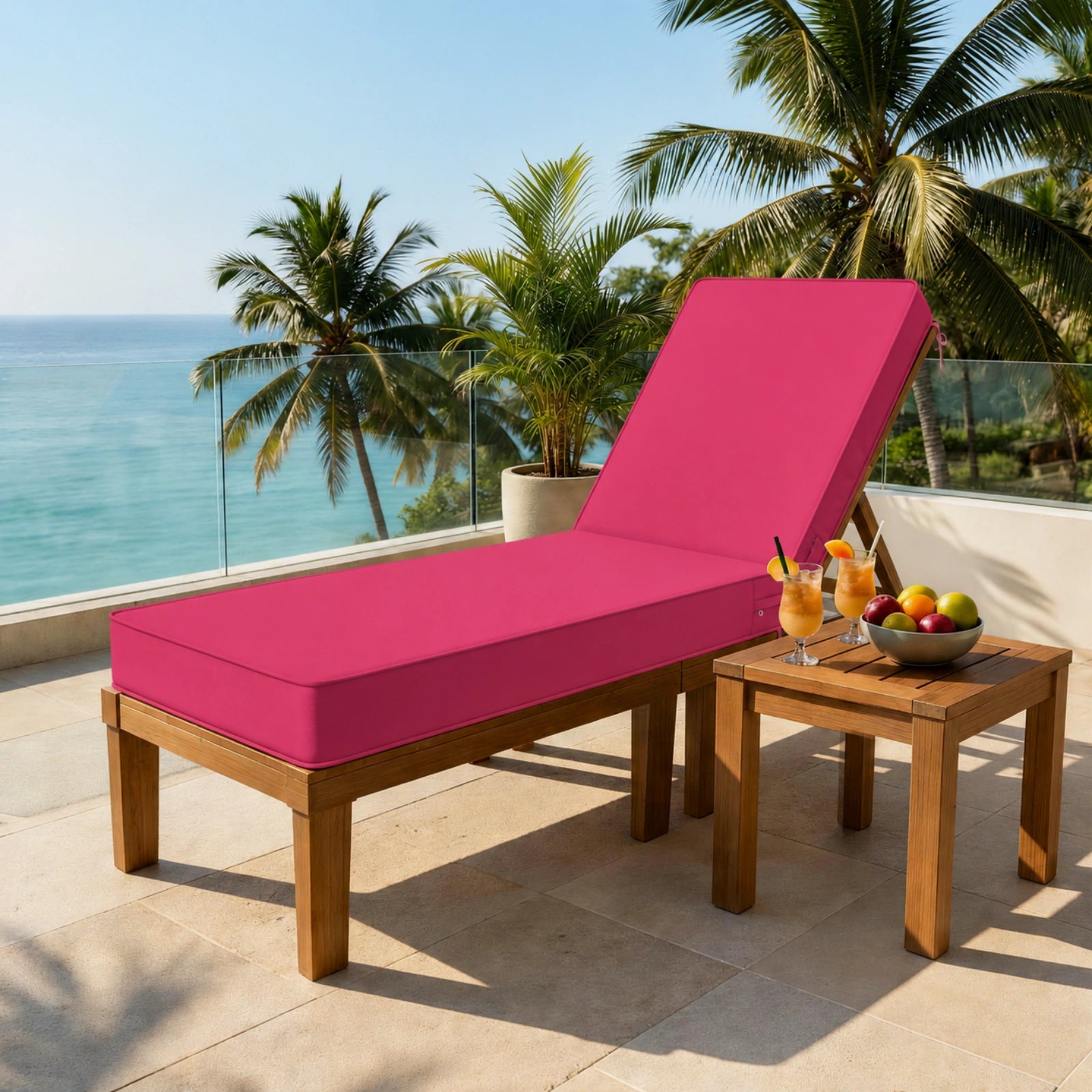 Outdoor Chaise Lounge Cushion-Pink