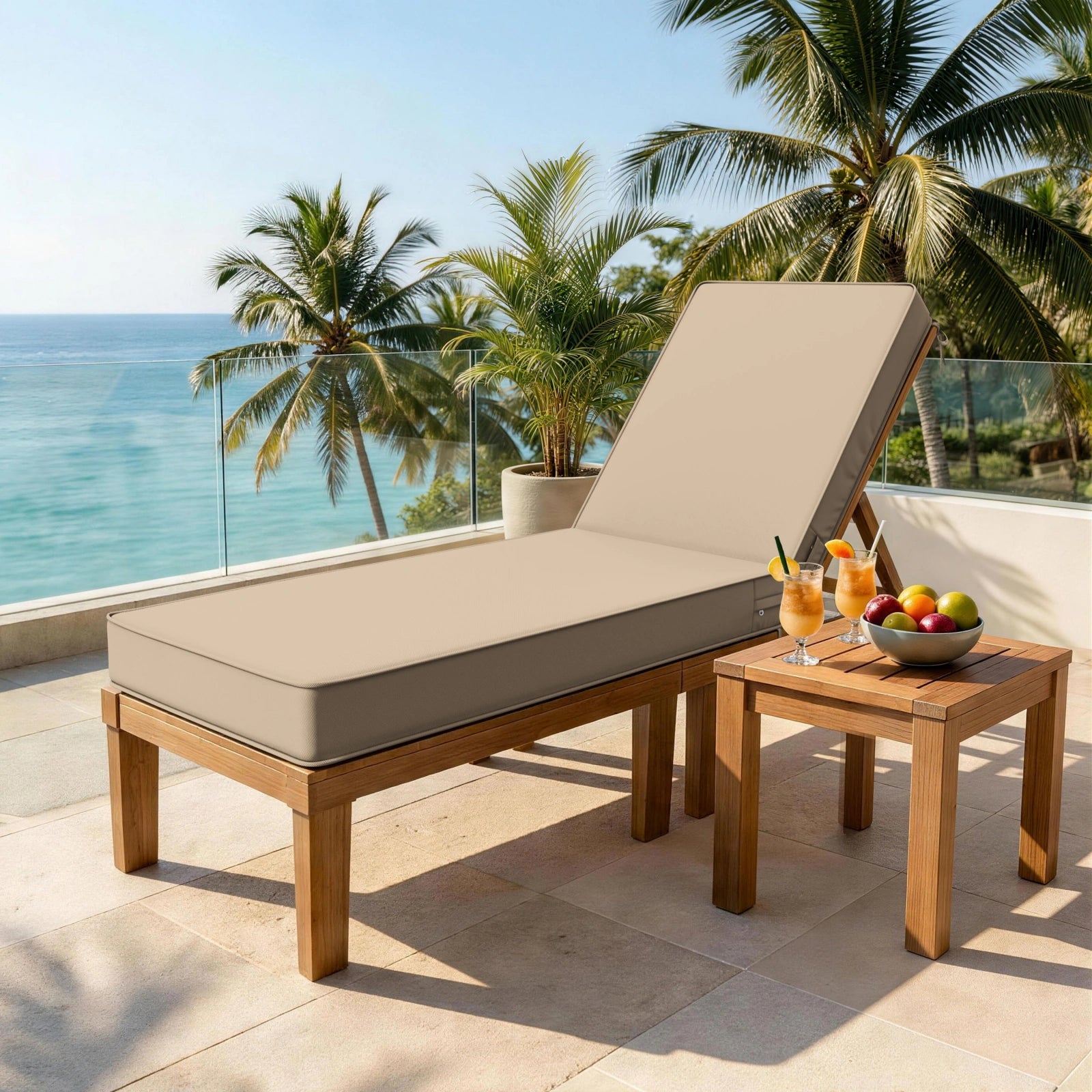 Outdoor Chaise Lounge Cushion-Sand