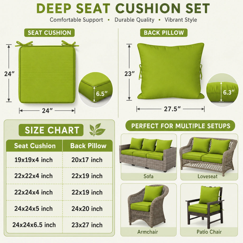 Outdoor Deep Seat Cushion Pillow Set-