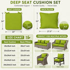 Outdoor Deep Seat Cushion Pillow Set-