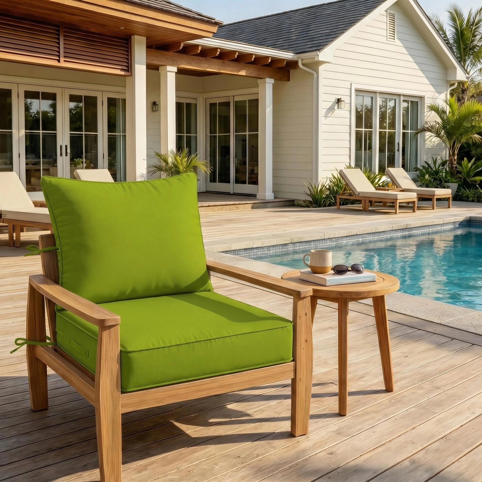 Outdoor Deep Seat Cushion Pillow Set-Grass Green