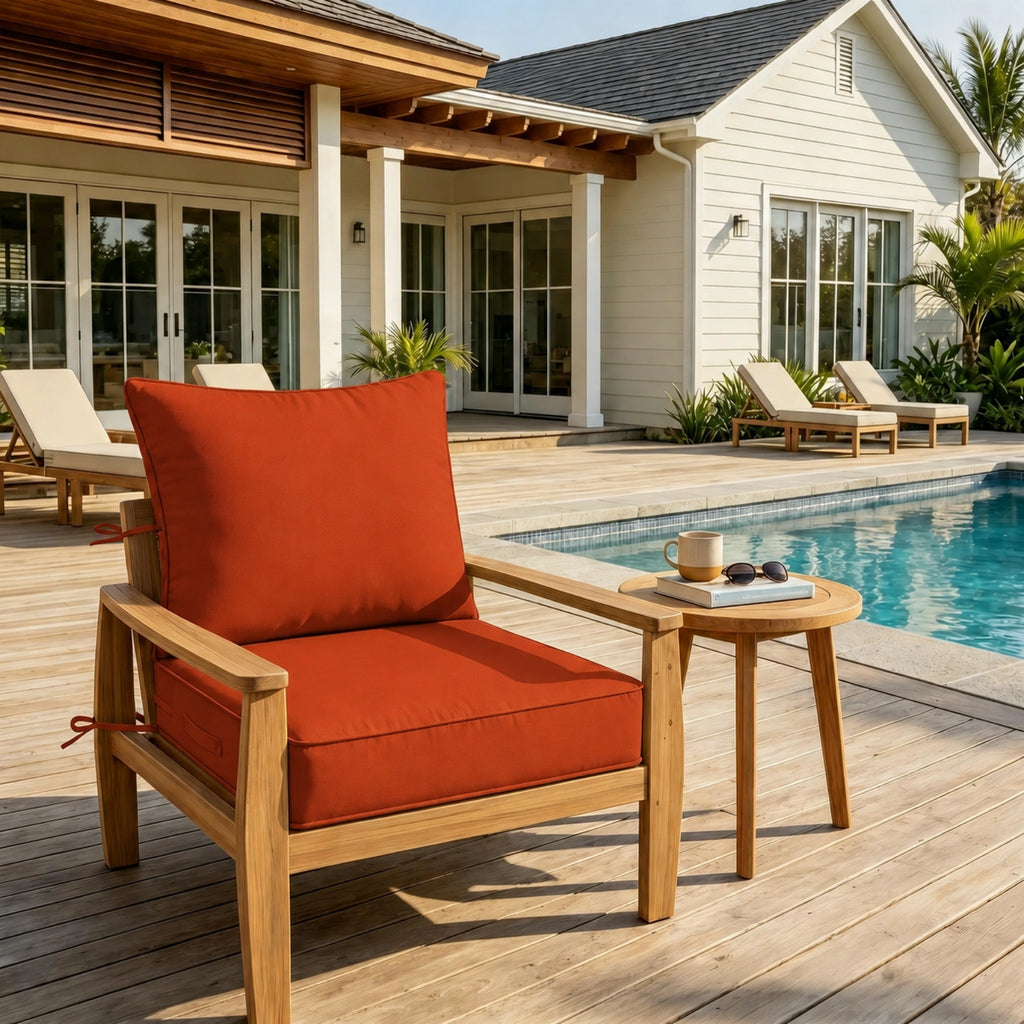 Outdoor Deep Seat Cushion Pillow Set-Orange Red