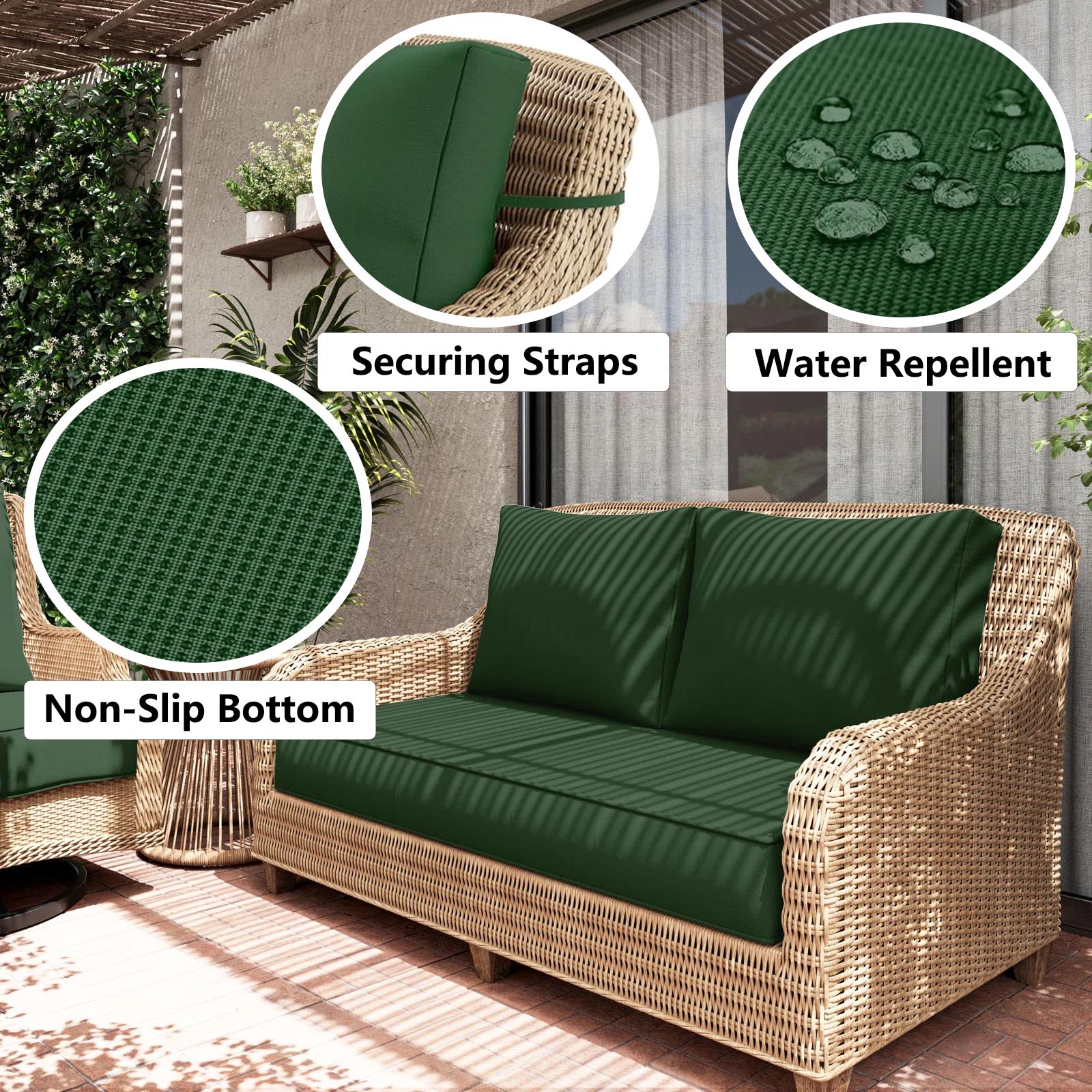 Outdoor Loveseat Cushion Set-