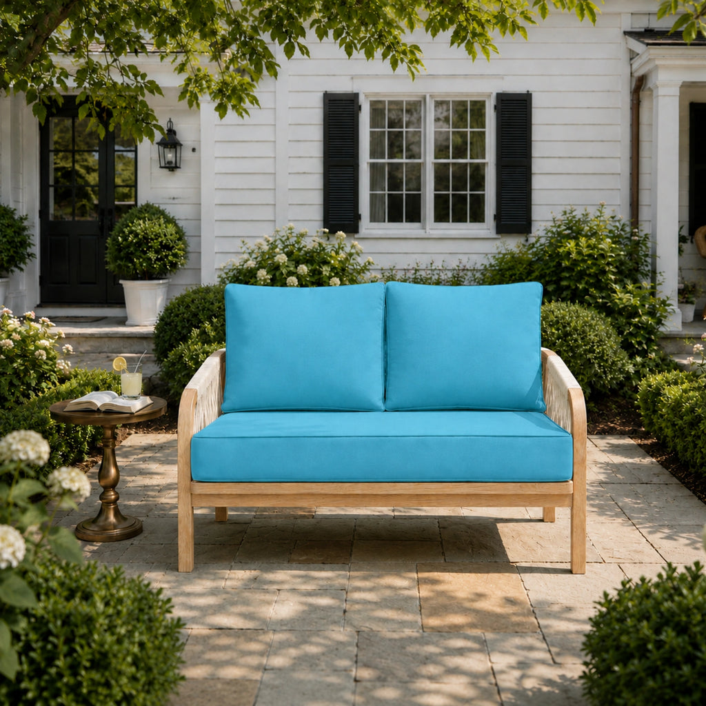 Outdoor Loveseat Cushion Set-Aqua Blue-46 × 26 × 5 inch