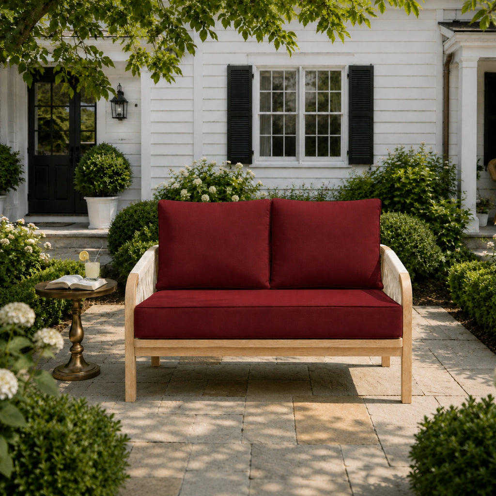 Outdoor Loveseat Cushion Set-Burgundy-46 × 26 × 5 inch