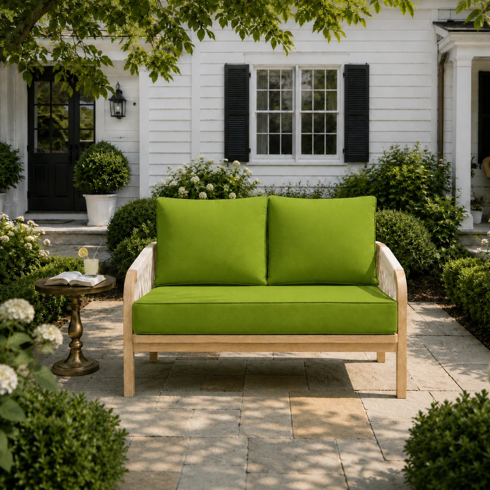 Outdoor Loveseat Cushion Set-Grass Green-46 × 26 × 5 inch
