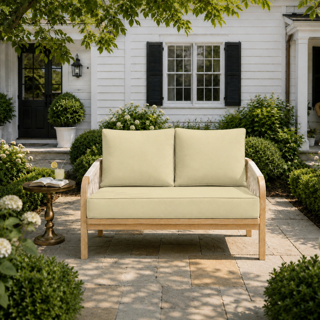 Outdoor Loveseat Cushion Set-Light Yellow-46 × 26 × 5 inch
