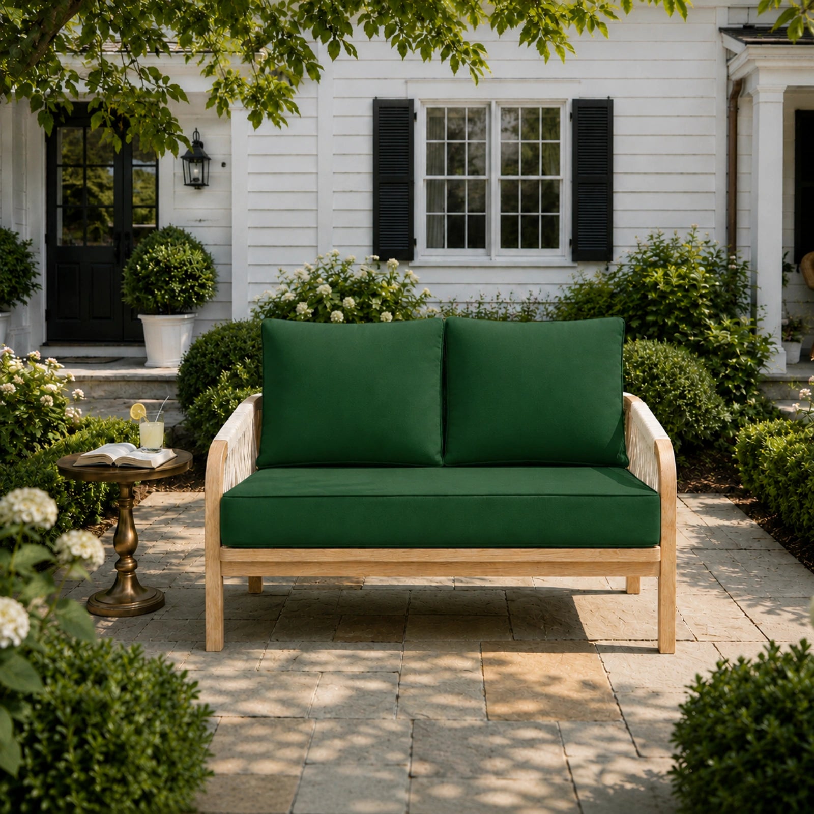 Outdoor Loveseat Cushion Set-Olive Green-46 × 26 × 5 inch
