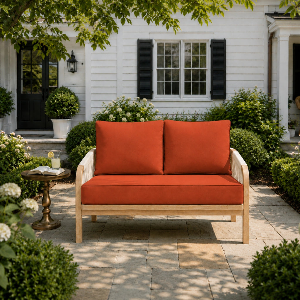 Outdoor Loveseat Cushion Set-Orange Red-46 × 26 × 5 inch