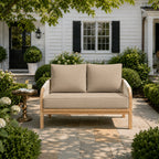 Outdoor Loveseat Cushion Set-Sand-46 × 26 × 5 inch