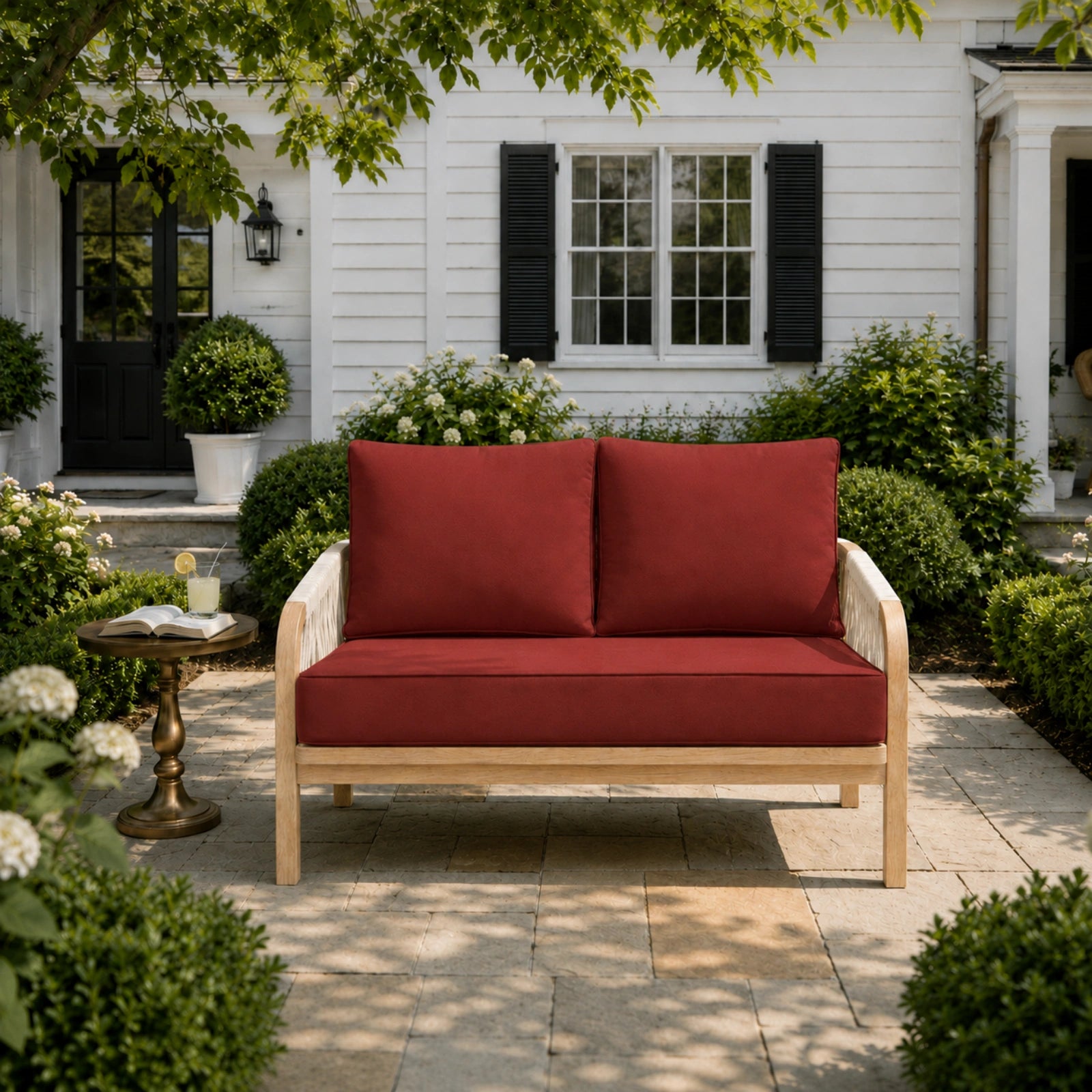 Outdoor Loveseat Cushion Set-Terra Red-46 × 26 × 5 inch