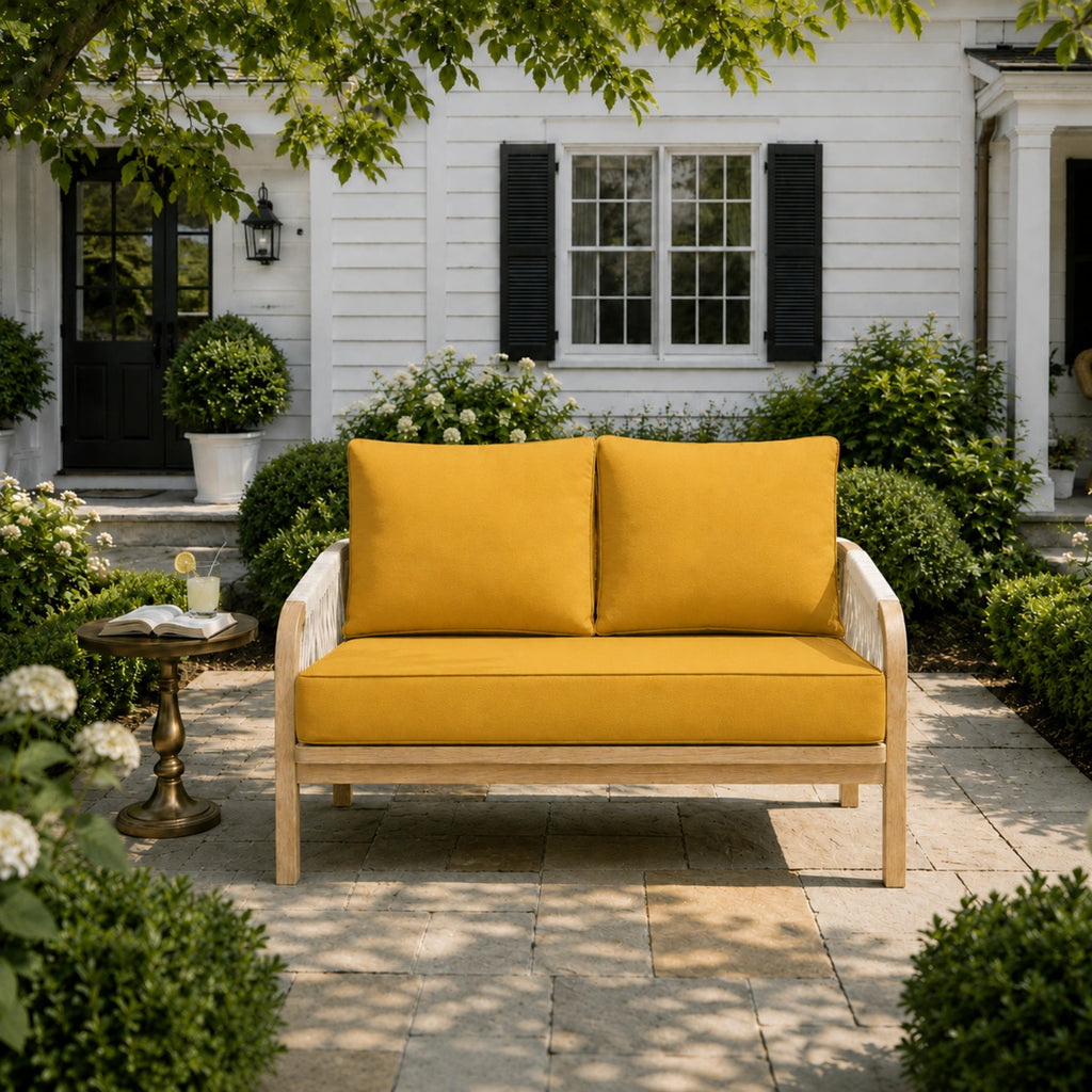 Outdoor Loveseat Cushion Set-Yellow-46 × 26 × 5 inch