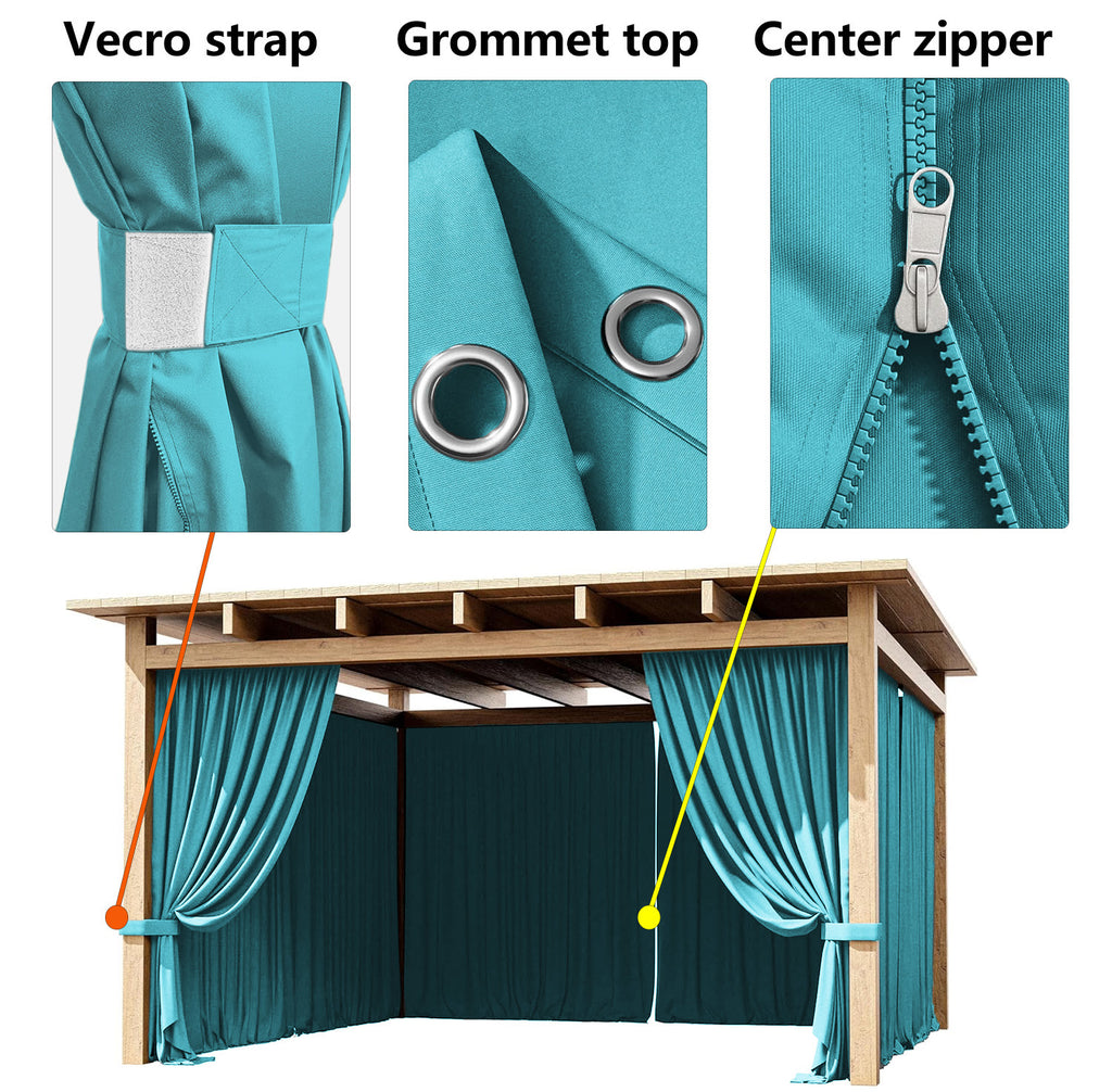 Outdoor Blackout Curtains 4 Panels, Grommet Top