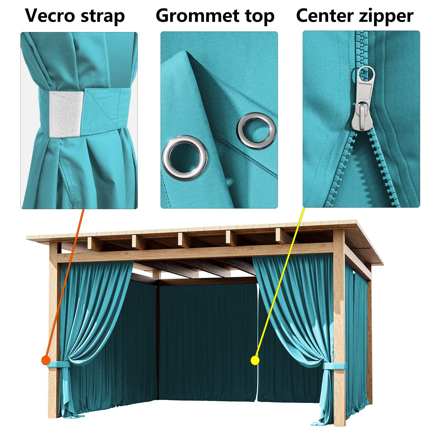 Outdoor Blackout Curtains 4 Panels, Grommet Top
