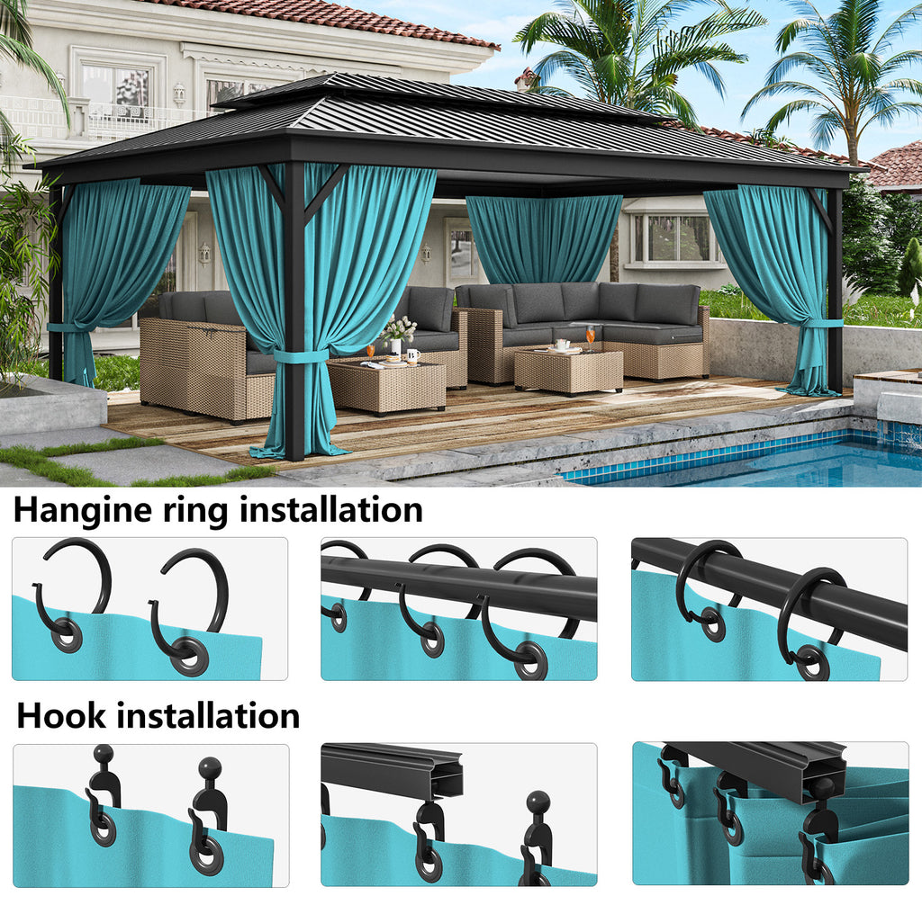 Outdoor Blackout Curtains 4 Panels, Grommet Top