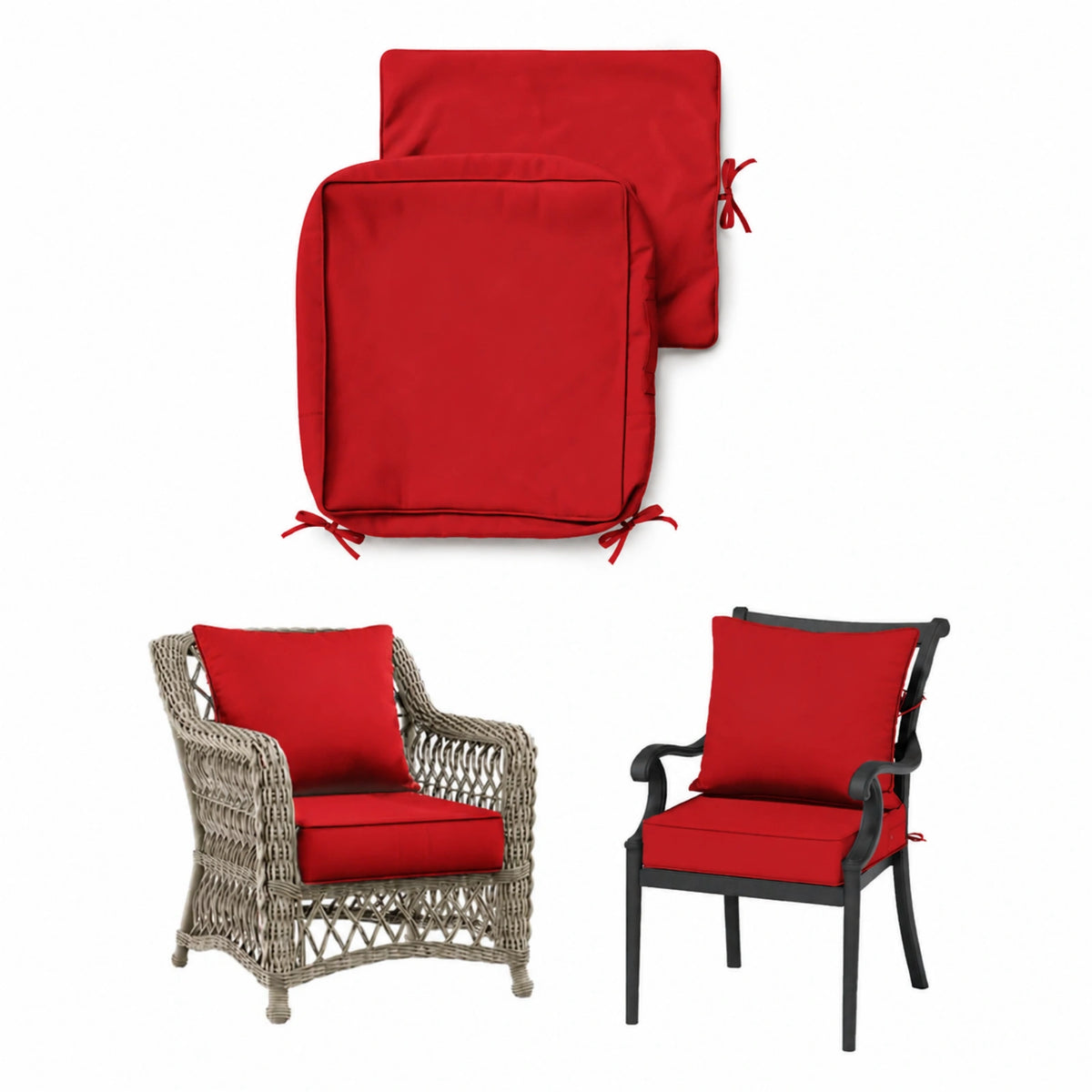 Patio Cushion & Chair Cover Set-Red