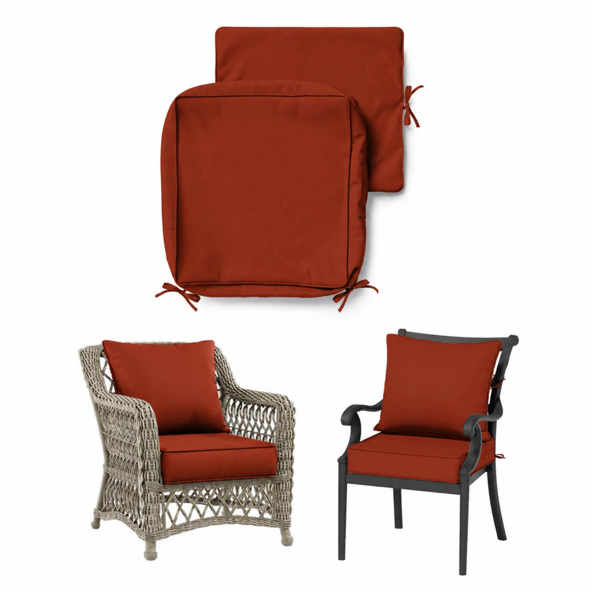 Patio Cushion & Chair Cover Set-Terra Red