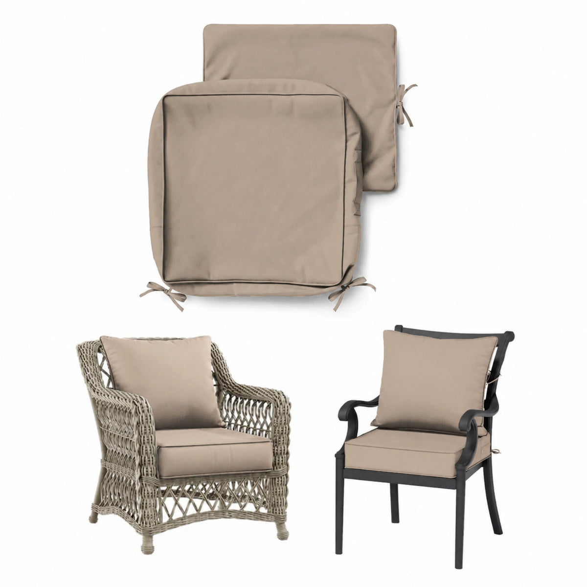 Patio Cushion & Chair Cover Set-Sand