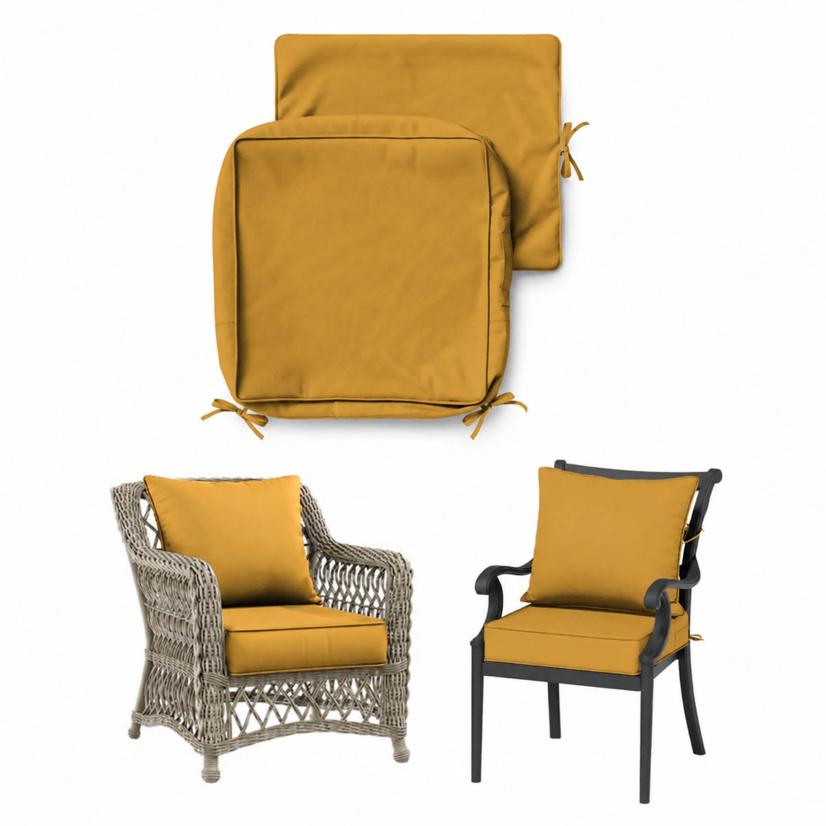 Patio Cushion & Chair Cover Set-Yellow