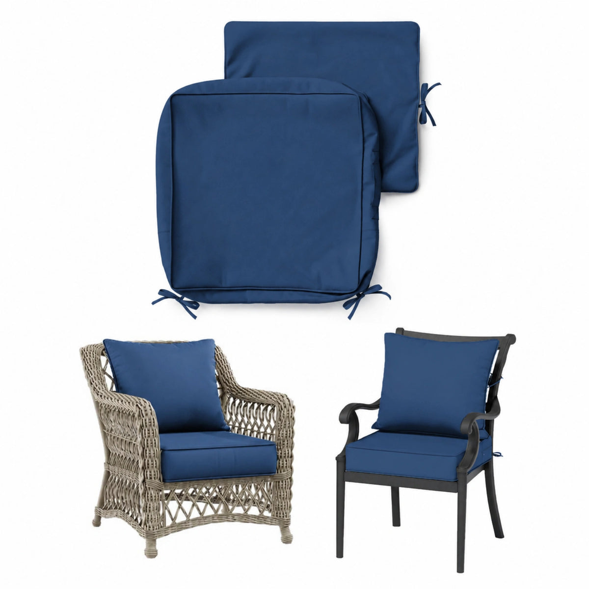Patio Cushion & Chair Cover Set-Blue