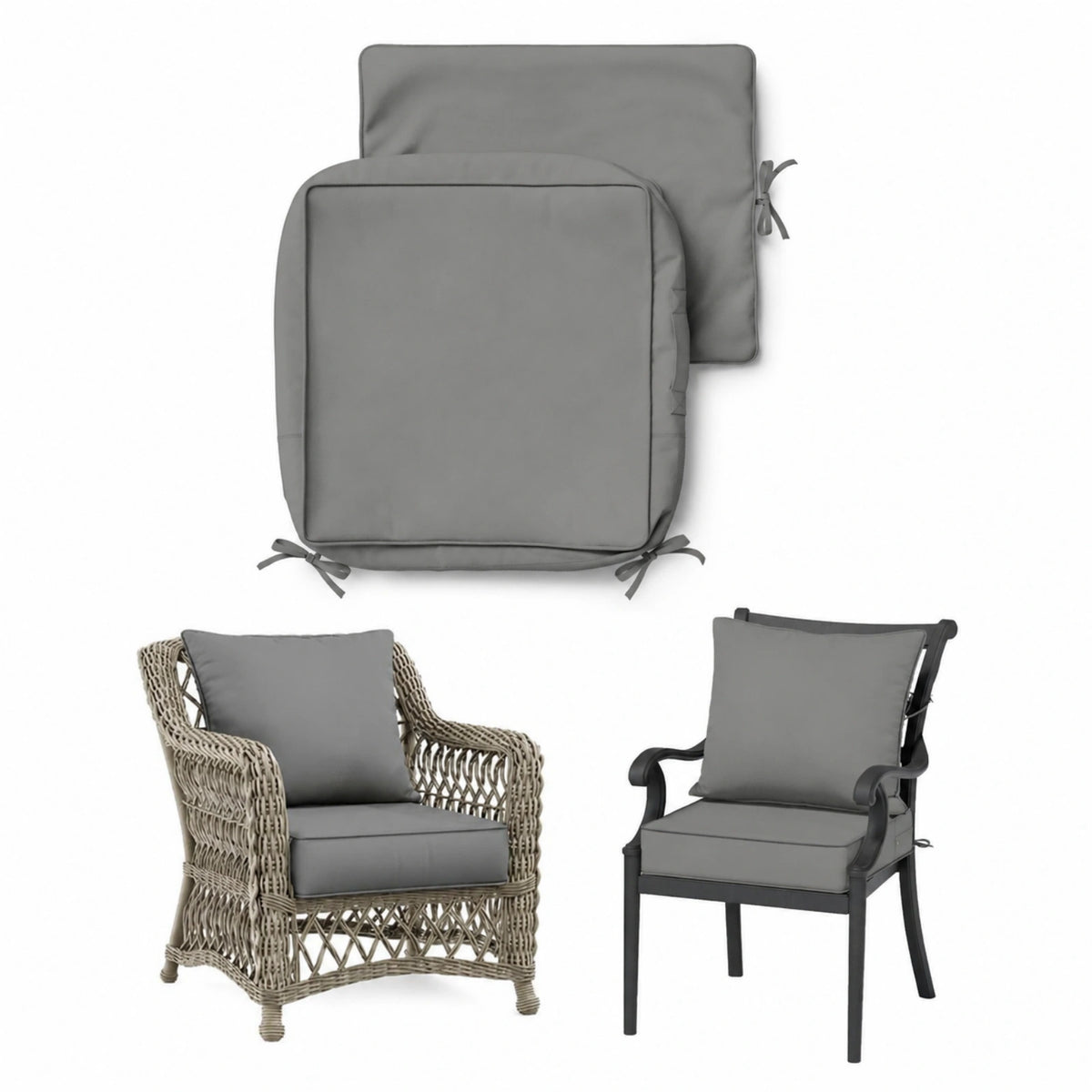 Patio Cushion & Chair Cover Set-Light Gray