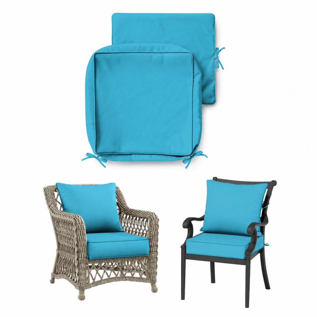 Patio Cushion & Chair Cover Set-Aqua Blue