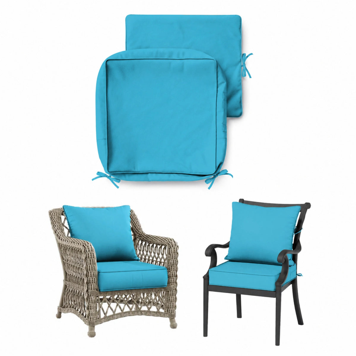 Patio Cushion & Chair Cover Set-Aqua Blue
