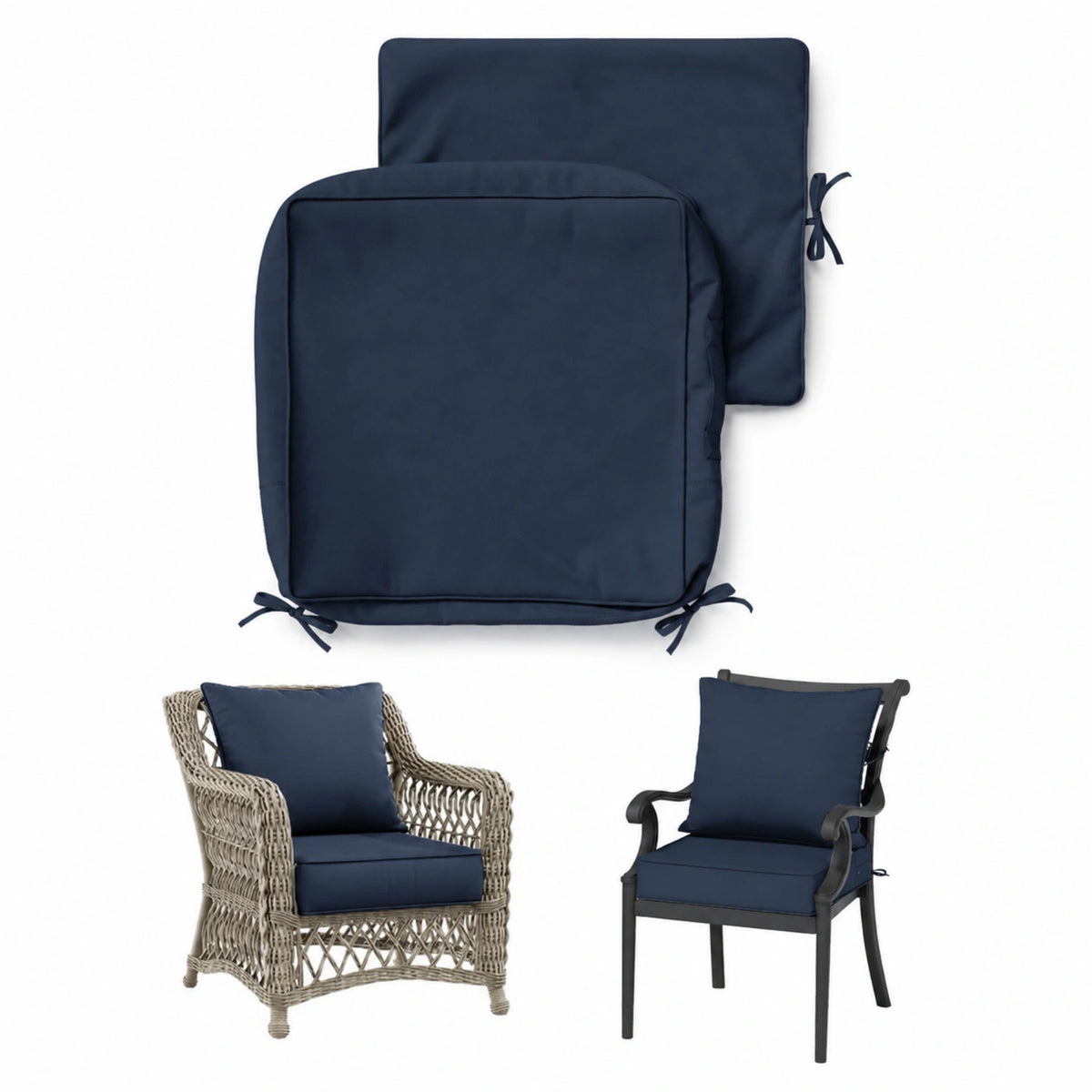 Patio Cushion & Chair Cover Set-Navy