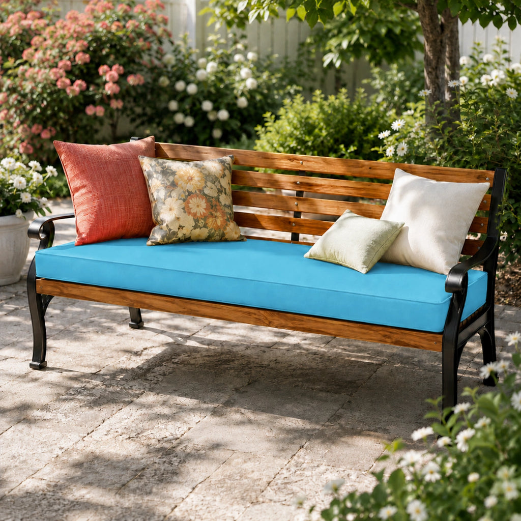 Patio Garden Bench Cushion-Aqua Blue