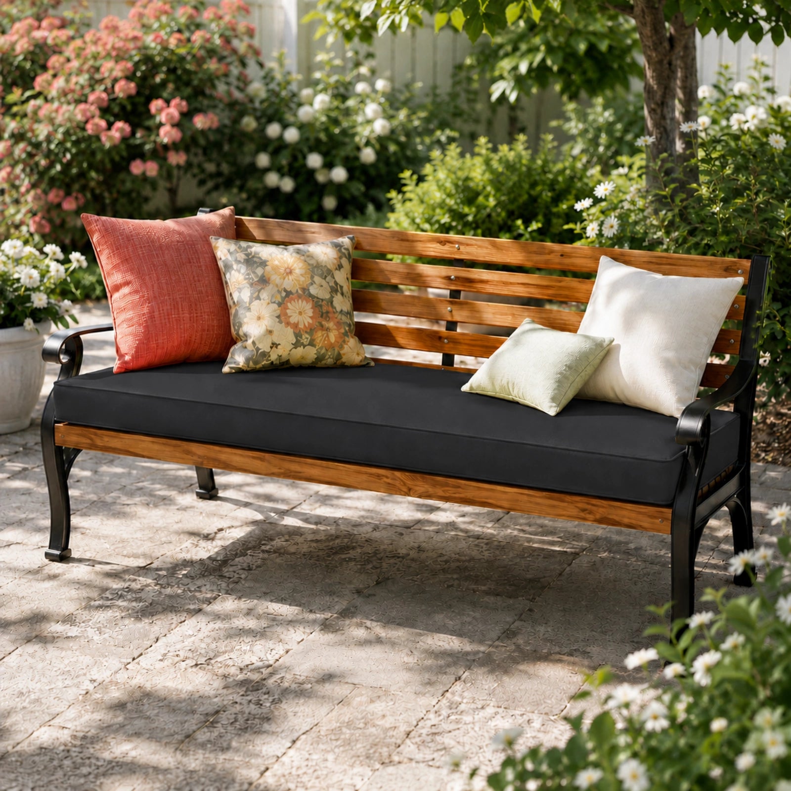 Patio Garden Bench Cushion-Black