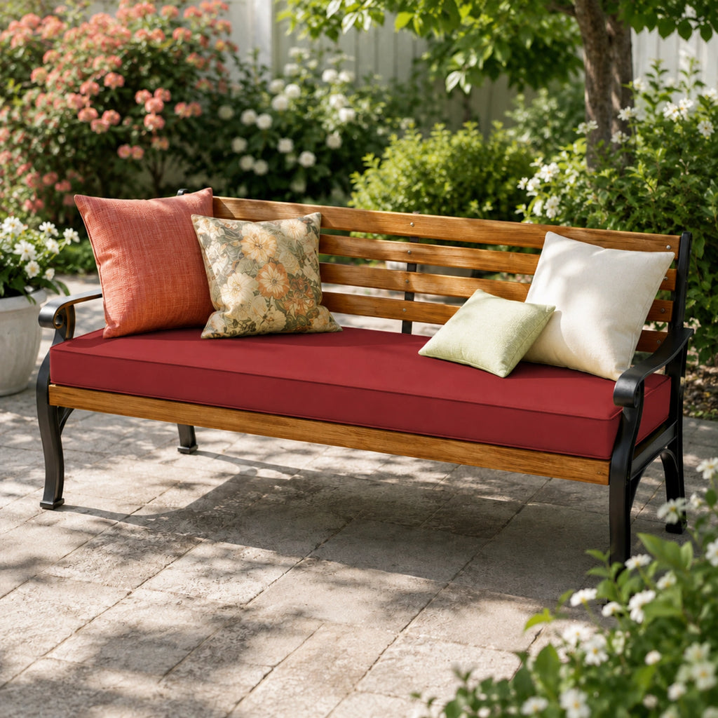 Patio Garden Bench Cushion-Burgundy